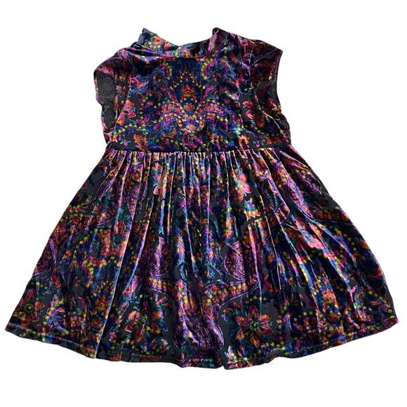 Free People Sz S All the Time Velvet Mini Dress in Dark Night Combo Boho Sexy - Picture 9 of 16